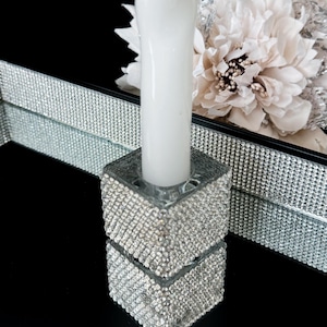 Small bling candlestick,glamorous diamond  rhinestone candlestick, rhinestone glass candle holder , glamorous bling gift, bling home decor