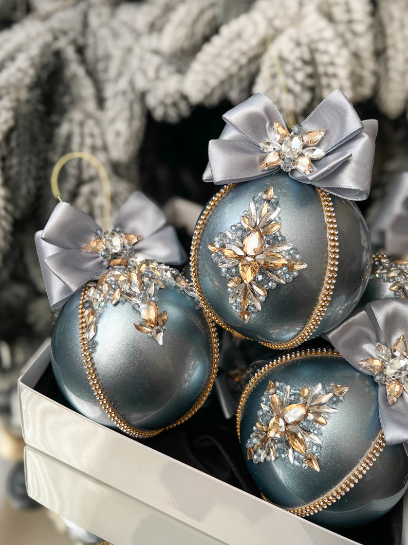 French Blue 4 Metallic Rhinestone Christmas Decorations 5pcs/blue Ice — free download