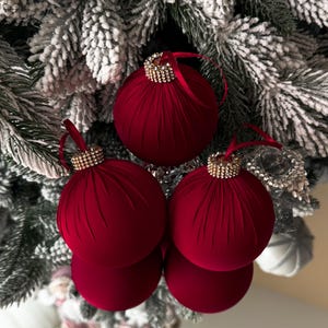 RED WINE CHRISTMAS decorations 3.15”| burgundy Christmas satin ornaments, Xmas red tree ornaments /dark red holiday decor/red tree baubles