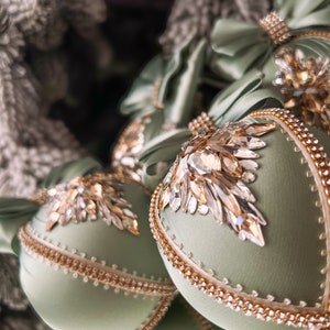 Sage Green Christmas 3.15”ornaments, Sage Christmas Balls, Satin ...