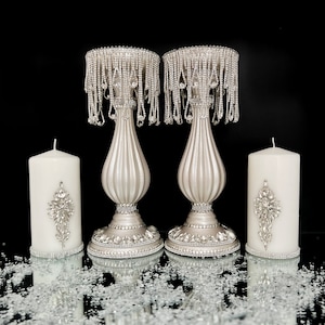 LUXURIOUS CANDLE HOLDER 11”.Bling candle holder for bedroom.Fireplace rhinestone candlestick.Diamond candle holder. Candlestick gift for her