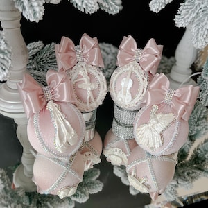 BLUSH ROSA SAMT Weihnachtsschmuck 3,15 ”rosa Weihnachtskugeln, Weihnachtsbaumkugel Weihnachten Strassdekorationen, rosa Kugeln für Hausbaum
