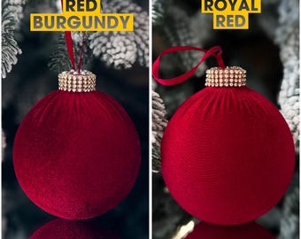 Boules De Noël En Velours Bordeaux Avec Paillettes – 12 Pièces Incassables – Déco Sapin Festive