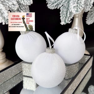 SNOW WHITE CHRISTMAS velvet ornaments for home tree, perfect for decorating garlands, table centerpieces,white Xmas decorations for holidays