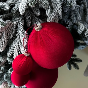 RED CHRISTMAS VELVET 5”,6”,7.5” decoration,big red Christmas ornaments,red Christmas baubles,red Christmas ball for home tree,holiday decor