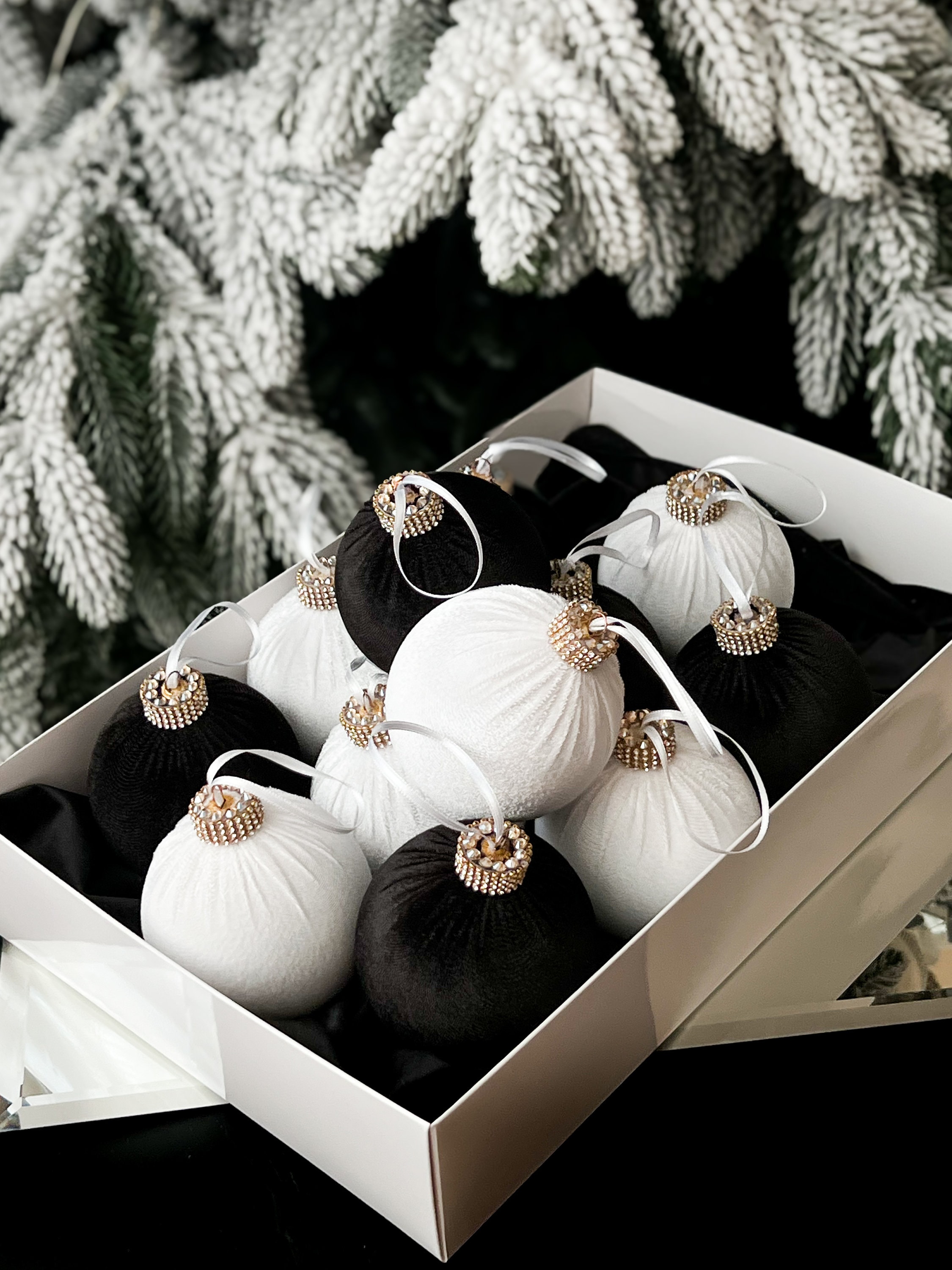 Black and White Christmas 3.15 Velvet Balls,black White Xmas Ornaments ...