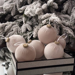 Beige velvet baubles