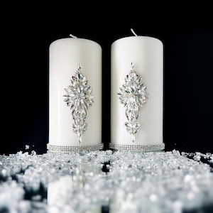 Роскошный набор свечей Bling, набор свечей из 2 свечей Diamante Bling, свеча Diamond, декор спальни, декор камина, блестящий декор для дома,
