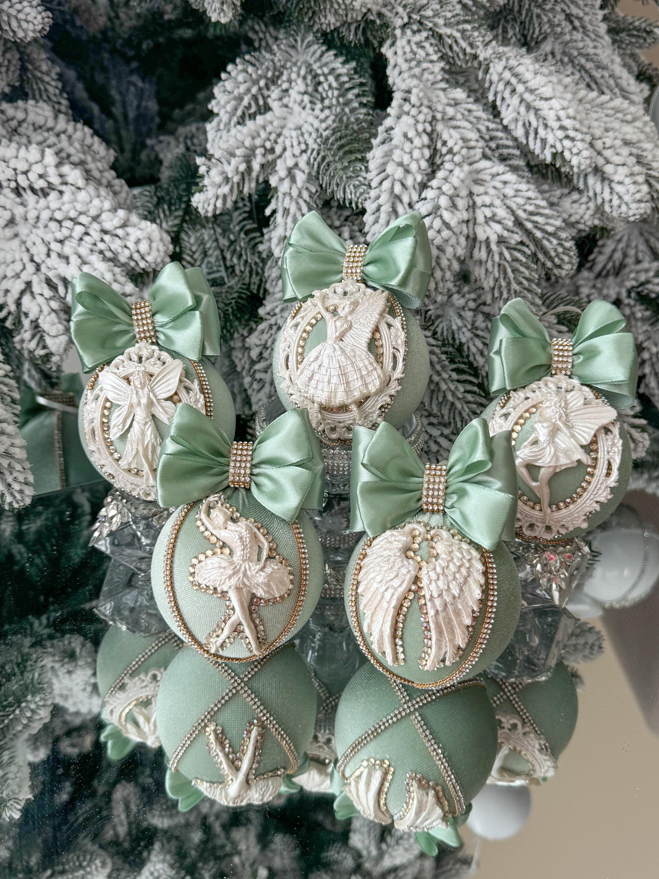 Jade Cherish 6 spille di Natale multicolore con strass, regalo di Natale, decorazioni natalizie, regali ornamentali (6 pezzi) Style 2