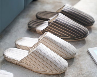 Cotton and linen indoor slipper with Japanese minimalist style and artisanal handmade