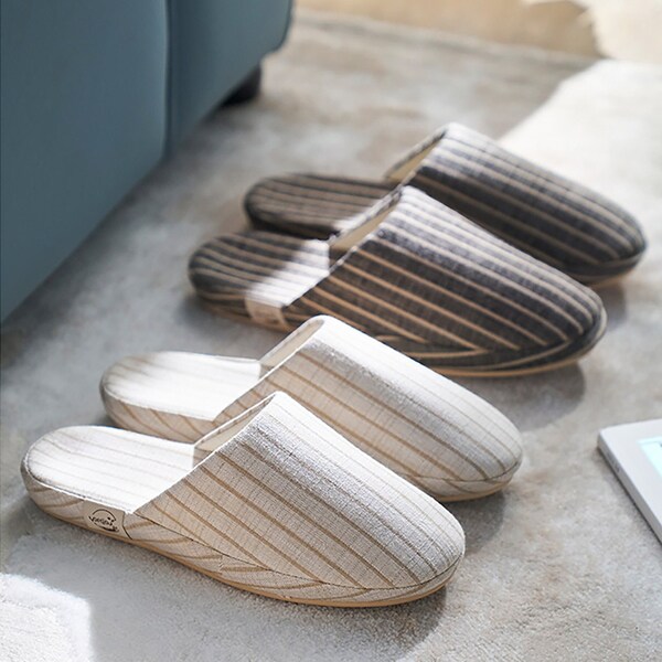 Cotton and linen indoor slipper with Japanese minimalist style and artisanal handmade