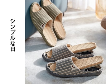 Cotton and linen slipper in Japanese minimalist style and artisanal handmade