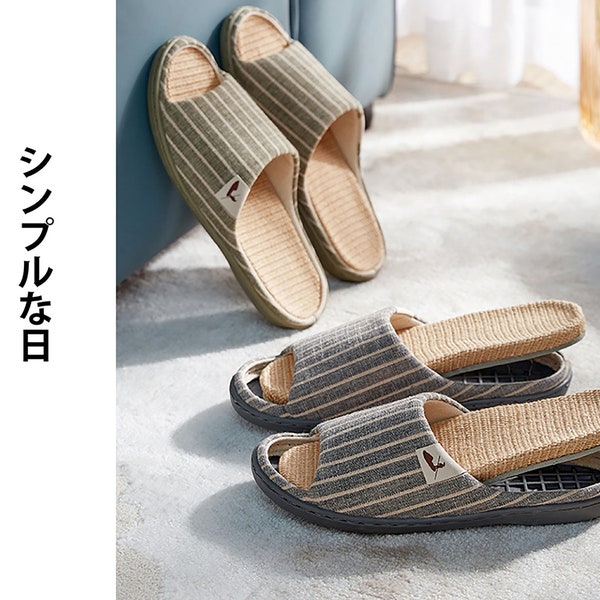 Cotton and linen slipper in Japanese minimalist style and artisanal handmade