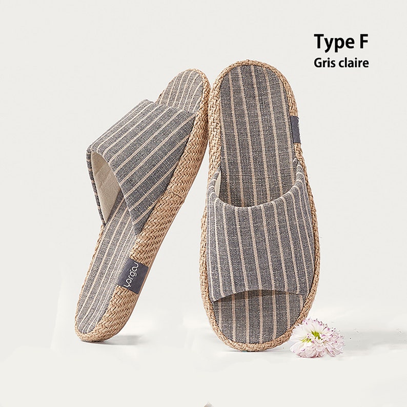 Baumwoll und Leinenpantoffel im japanischen minimalistischen Stil und handgefertigt Type F