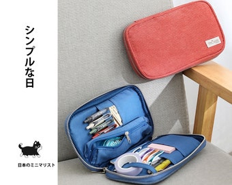 Velvet school pencil case with large capacity tote and artist design in Japanese minimalist style