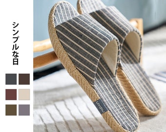 Cotton and linen slipper in Japanese minimalist style and artisanal handmade