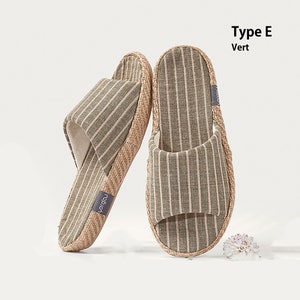 Baumwoll und Leinenpantoffel im japanischen minimalistischen Stil und handgefertigt Type E