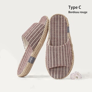 Baumwoll und Leinenpantoffel im japanischen minimalistischen Stil und handgefertigt Type C