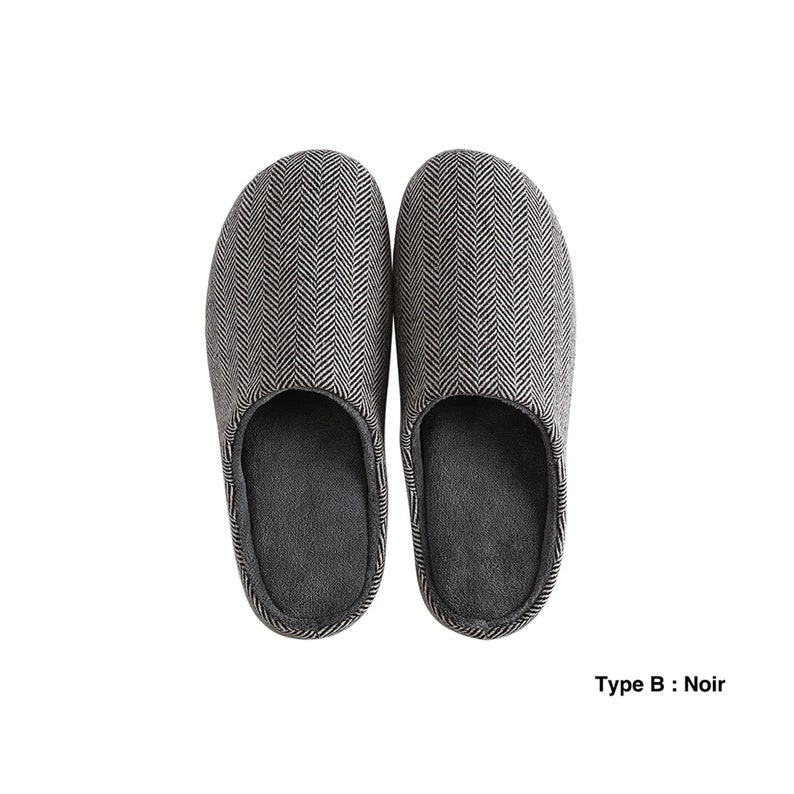 Japanese minimalist style slippers with double-sided exchangeable sole Type B :Noir