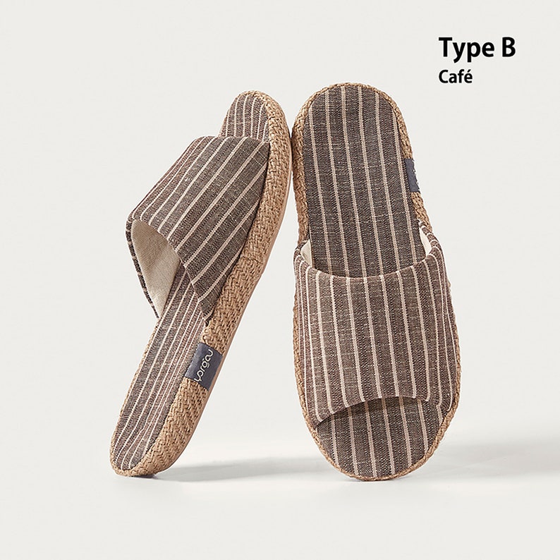 Baumwoll und Leinenpantoffel im japanischen minimalistischen Stil und handgefertigt Type B