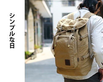 Sac à Dos quotidien urbain en toile coton biologique et fait main artisanal en style minimaliste japonais