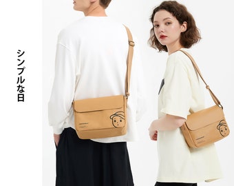 Sac bandoulière quotidien en papier kraft lavable avec design d'artiste de style minimaliste japonais