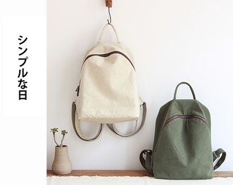 Täglicher Damen-Schulrucksack aus Baumwoll-Canvas, handgefertigt im minimalistischen japanischen Stil