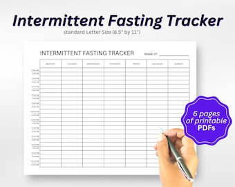 Printable Intermittent Fasting Tracker | Weight Loss Tracker | Letter Size Fitness Tracker | Motivation & Results Tracker