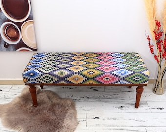 Upholstered Hallway Ottoman, Covered Seating, Fashionable Make Up Bench, Ottoman Living Room Bench, Decorative Bench Ottoman, Home Decor