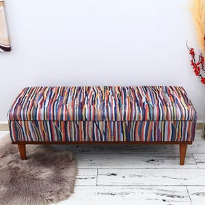 Entryway Bench, White Ottoman, Shoe Storage Chest, Upholstered Coffee Table, Clothes Storage, Soft Top Footstool, Bohemian Bench,