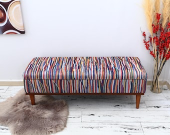 Entryway Bench, White Ottoman, Shoe Storage Chest, Upholstered Coffee Table, Clothes Storage, Soft Top Footstool, Bohemian Bench,
