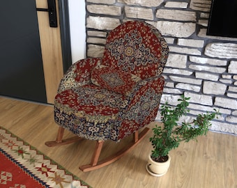Upholstered Rocking Chair, Living Room Decor Rocker, Comfortable Relax Rocking Chair, Lounge Chair Relax, Padded Chair, Reading Chair