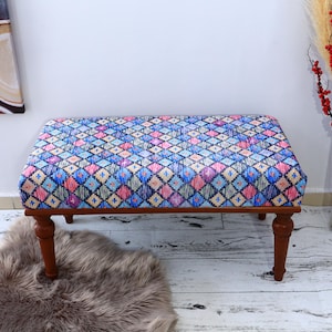 Bohemian Bench, Ottoman Bench, Footstool Bench, Bedroom Bench, Piano Bench, Vanity Bench, Lounging Bench, Upholstered Bench, Geometric Bench