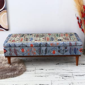 Handmade Furniture, Storage Bench, Storage Coffee Table, Entry Bench, Storage Chest, Vintage Stool, Upholstered Bench Storage,  White Bench