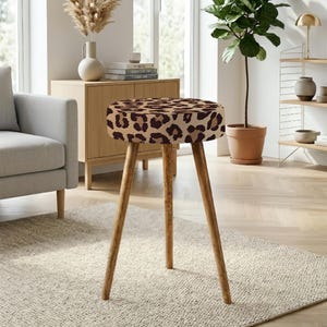 Ottoman Bench, Ottoman Handmade, Cushioned Stool, Low Stool, Kilim Stool, Stool Round, Wooden Footrest, Round Ottoman Bench