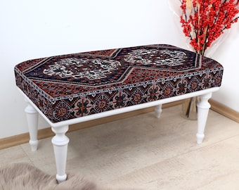 Bohemian Bench Seat, Entry Bench, Turkish Inspired Style Seating, Living Room Furniture, Vibrant Home Decoration, Custom Make Up Bench