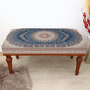 Turkish Kilim Design Bench, Rustic Home Decor Bench, Upholstered Hall Bench, Piano Bench, Foyer Bench, Make Up Bench, Boho Style Bench