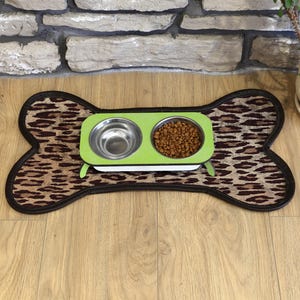 Tapis d&#39;alimentation pour chien personnalisé en forme d&#39;os, élégant napperon de bol pour animal de compagnie antidérapant pour des repas sans dégâts, élégant tapis pour animal de compagnie