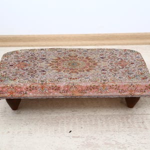 Oriental Patterned Footstool for Zen Home Decor, Ethnic Ottoman Stool, Cozy Meditation Seat, Authentic Footrest, Bohemian Accent Stool