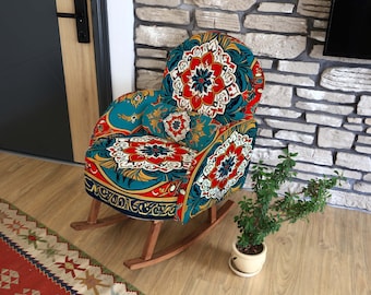 Love Seat Chair, Rocking Chair, Handmade Patio Furniture, Garden Chair, Soft Chair, Bedroom Rocking, Custom Upholstery Seat, Nursery Glider