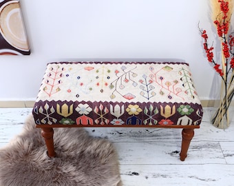 Custom Made Bench, Upholstered Entry Bench, Living Room Ottoman Bench, Bohemian Hallway Bench, Piano Bench, Rustic Entry Bench, Home Decor