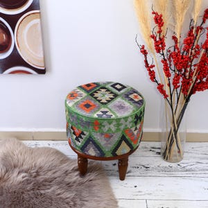 Blue Bench ,Footstool ottoman, Kilim rug bench, Woven bench, Dressing table bench, Make up bench, Handmade bench, Pouf stool, Lobby stool,