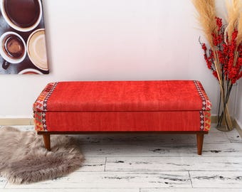 Klädd bänk, Fotpall med förvaring, Ottoman, Skoförvaring för matstolar, Bänk för entré, Förvaringslåda, Sminkbänk, Randig bänk
