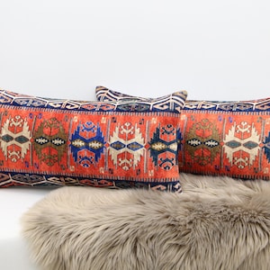Kilim Pattern Pillow Cover, Boho Chic Home Decor, Decorative Cushion, Throw Pillow for Living Room, Bedroom Pillow, Oriental Pillow Case