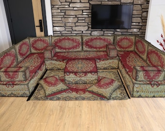 U Shaped Floor Sofa Seating for Home Decor, Oriental Floor Sofa, Arabic Majlis Seating, Moroccan Majlis, Majlis Seating, Outdoor Furniture