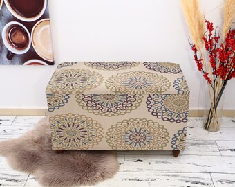 Floral bench, Stored bench, Living room bench, Shoe bench, Sitting storage bench, Upholstered bench, End of bed bench, Bedside bench,
