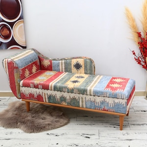 Designer Storage Bench with Arms, Ottoman Decor Bench, Turkish Entryway Bench, Cozy Living Room Seat, Upholstered Bedroom Bench, Home Decor