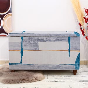 Authentic design bench, Upholstered truck, End of bed bench, Handmade ottoman storage, Hiding bench, Comfortable seat bench