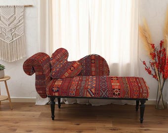 wood frame bench, divan sofa bench, hippie style, photography prop, reading chair, curved sofa, nursery chair, bohemian decor