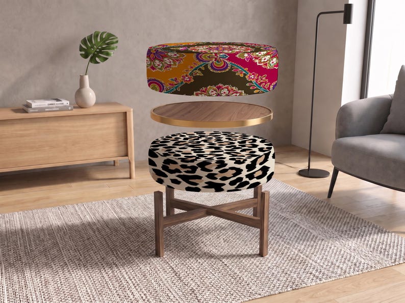 Versatile Table, Boho Side Table, Housewarming Gift, Convertible Ottoman image 4